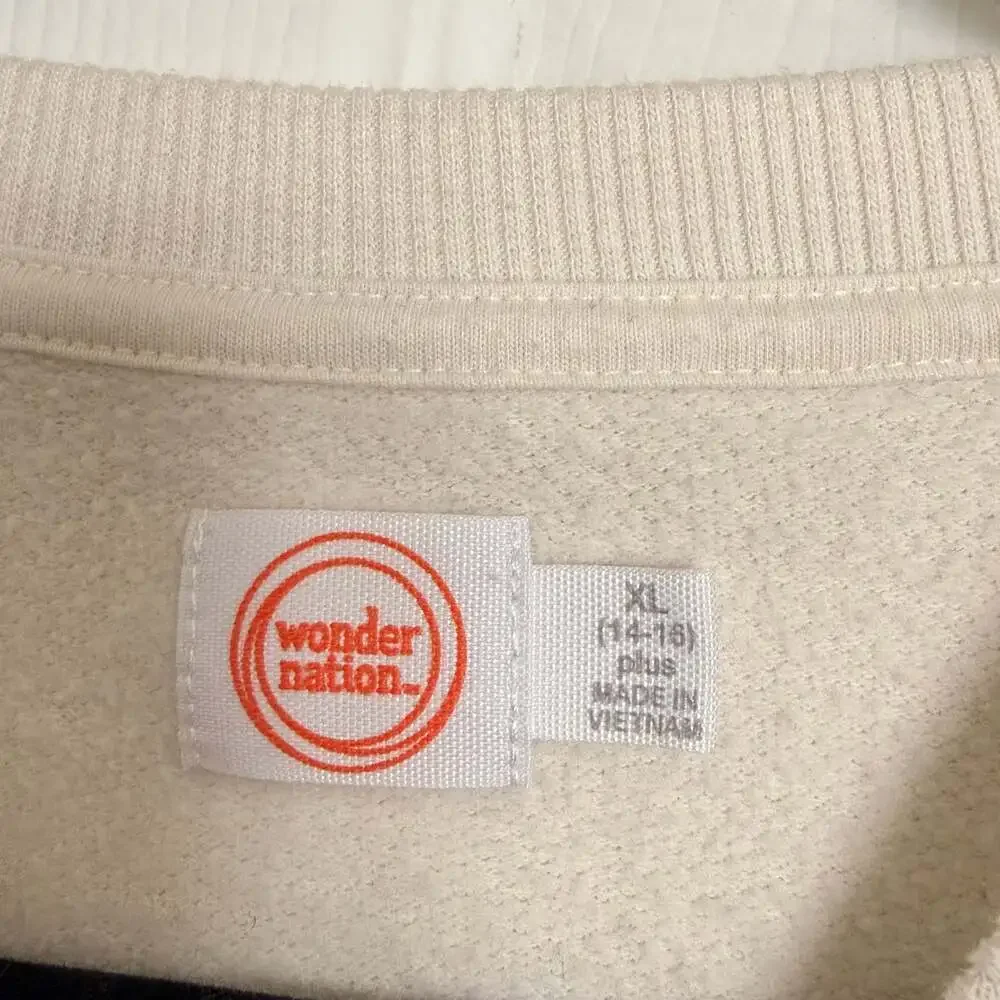 Wonder Nation Girls' Cream Graphic Sweatshirt with Rainbow and Mountain Design